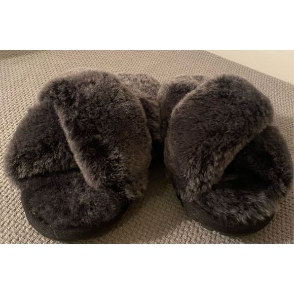 EMU AUSTRALIA SLIPPERS Slip On Gray Mayberry Sheepskin Fuzzy slipper shoes sz  W - Picture 1 of 11